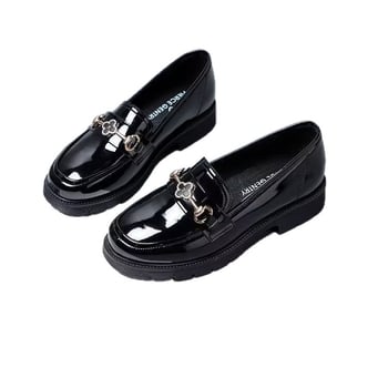 Loafers s okruglim nosom, PU gornji dio, gumeni đon, srednji peta 3-5 cm, britanski ležerni stil.