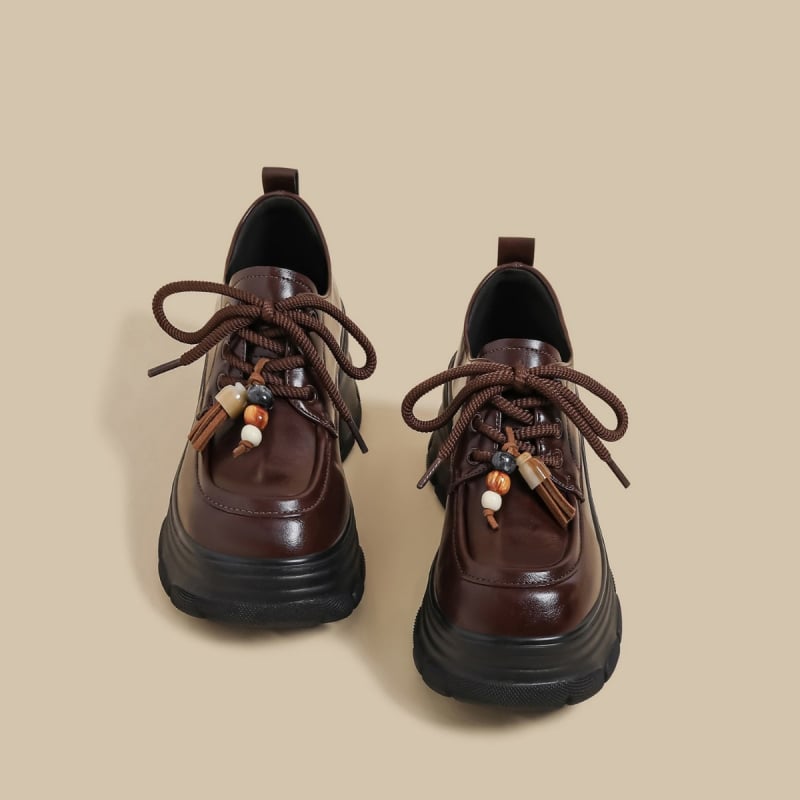 Ženske loaferice s debelom potplatom, jesenski 2025. model u retro britanskom stilu, okrugli vrh prsta, gornji dio od super fiber, EVA ulošak, gumena potplata