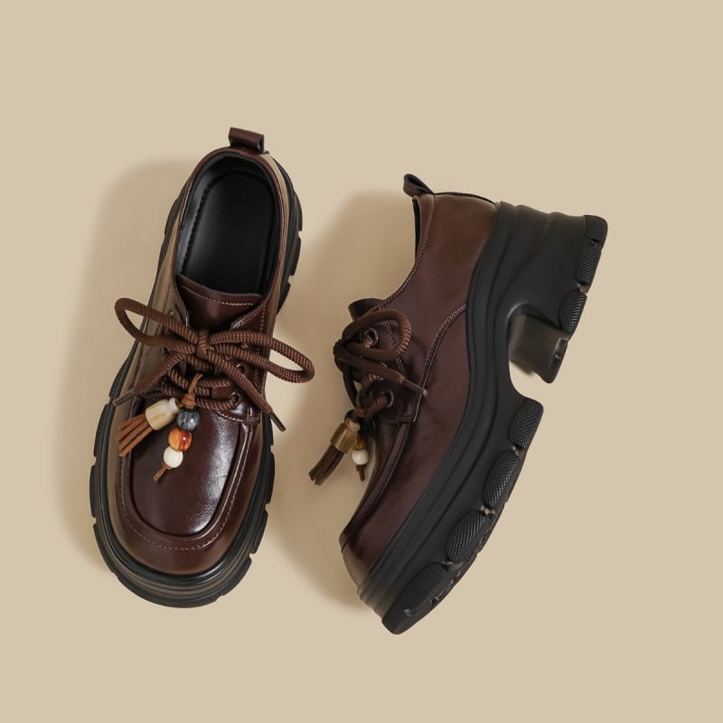 Ženske loaferice s debelom potplatom, jesenski 2025. model u retro britanskom stilu, okrugli vrh prsta, gornji dio od super fiber, EVA ulošak, gumena potplata