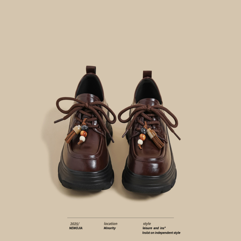 Ženske loaferice s debelom potplatom, jesenski 2025. model u retro britanskom stilu, okrugli vrh prsta, gornji dio od super fiber, EVA ulošak, gumena potplata