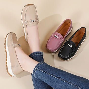 Loafers – korejskog stila, PU gornji dio, niski kliv 1–3 cm, prugasti uzorak, plitko otvorenje