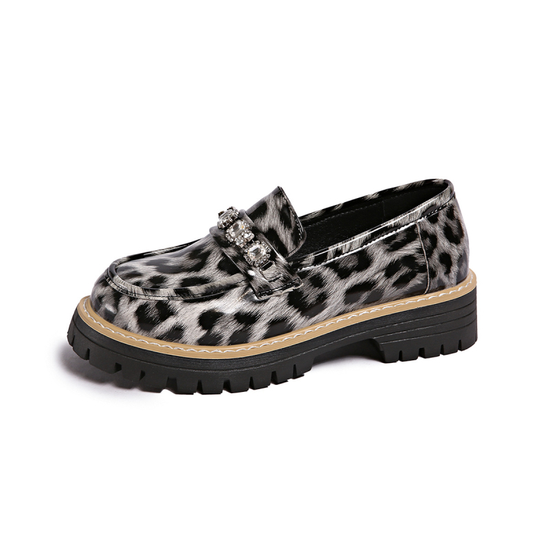 Loaferice u britanskom stilu s leopard uzorkom, gornji dio od PU kože, debela potplata, peta 3–5 cm
