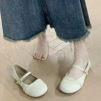 Mary Jane balerinke s PU gornjim dijelom, okrugli vrh, niski potplat (1–3 cm), gumeni potplat, unutarnji dio od super vlakana
