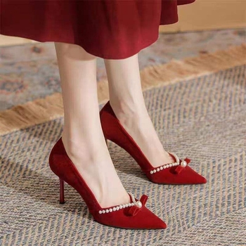 Svadbene cipele s otvorenim prstom, velur, kitten-heel, gumeni potplat