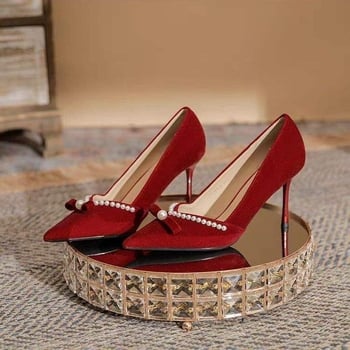 Svadbene cipele s otvorenim prstom, velur, kitten-heel, gumeni potplat