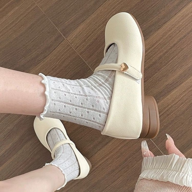 Дамски обувки Мери Джейн, модерен минималистичен стил, кръгъл нос, PU горна част, PU стелка, гумирана подметка, нисък ток