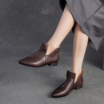Jay Jiezu ženske slip-on cipele – uski nos, niski pet 1–3 cm, gornji dio od kože prvog sloja, unutarnja svinjska koža, potplat PVC, jesen 2025