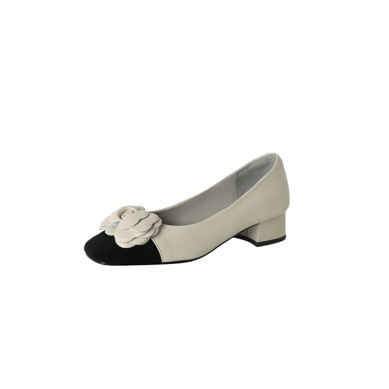 Обувки Mary Jane с квадратен нос, горна част от овча кожа, гумена подметка, дебел блок ток 3–6 см