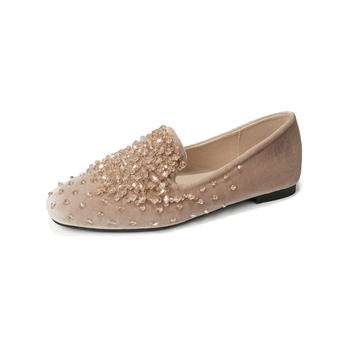 Ženske loafersice, četvrtasti vrh, velur gornji dio, gumeni potplat, slip-on
