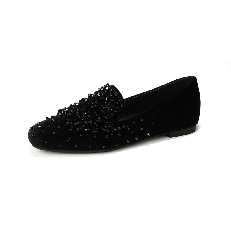 Ženske loafersice, četvrtasti vrh, velur gornji dio, gumeni potplat, slip-on