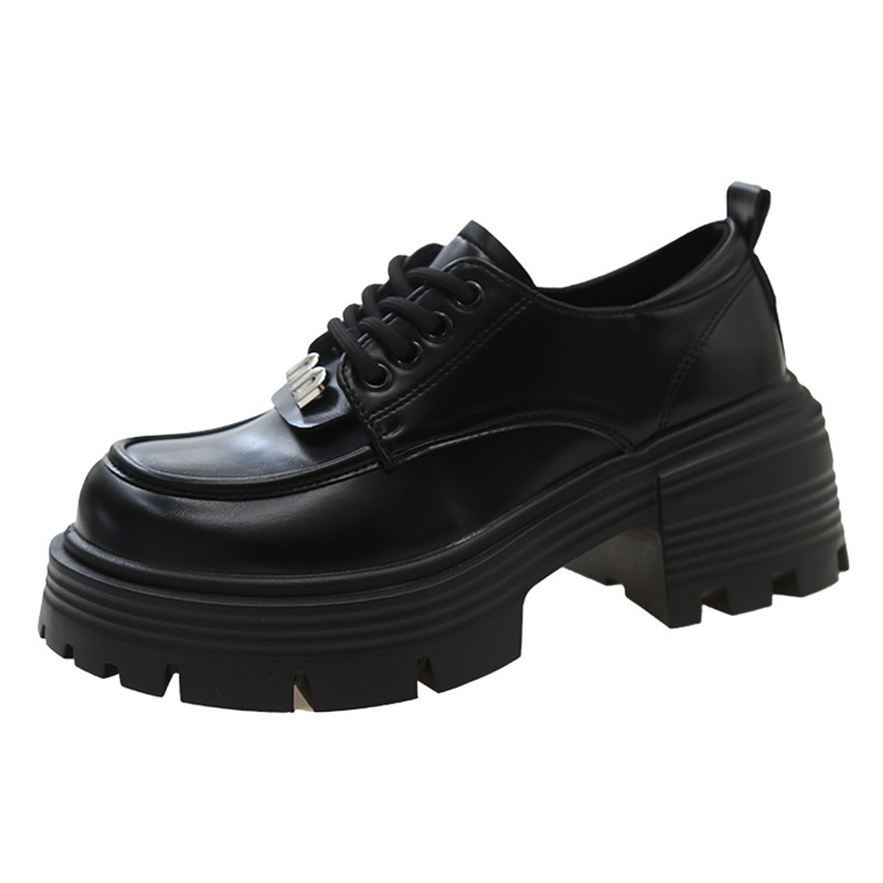 Ženske loaferice u britskom stilu s okruglim vrhom (PU gornji dio; 6-8 cm debeli potpetice)