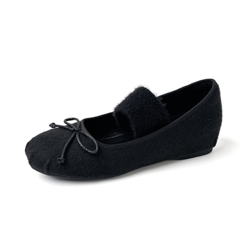 Ženske Mary Jane plošne cipele, povećanje visine 5 cm, velur gornji dio, okrugli vrh, srednje visok potpetica 3–6 cm, zatvaranje jednim remenom