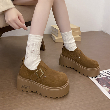 Ženski loaferi s debelim potplatom, Slip-On od umjetne kože, Mori girl stil