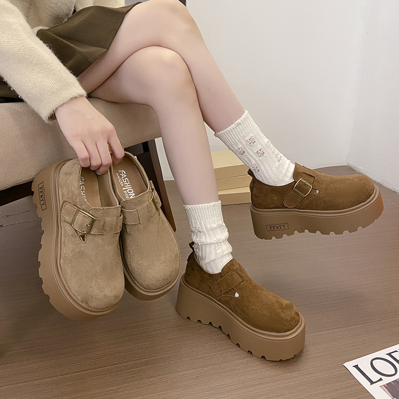 Ženski loaferi s debelim potplatom, Slip-On od umjetne kože, Mori girl stil