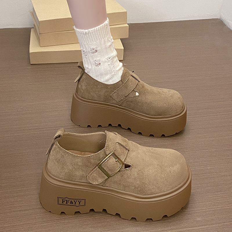 Ženski loaferi s debelim potplatom, Slip-On od umjetne kože, Mori girl stil