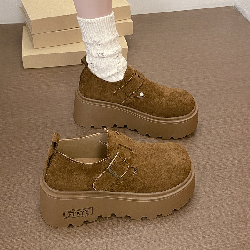 Ženski loaferi s debelim potplatom, Slip-On od umjetne kože, Mori girl stil