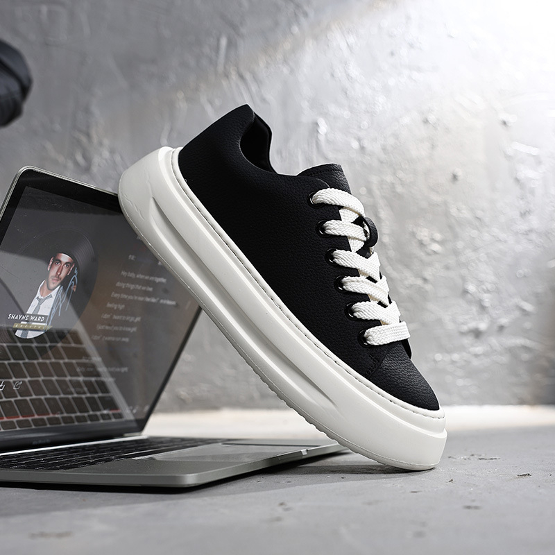 Muške skateboard tenisice s PU gornjim dijelom, niski vrh, debeli đon od gumene pjene, vezanje šnura