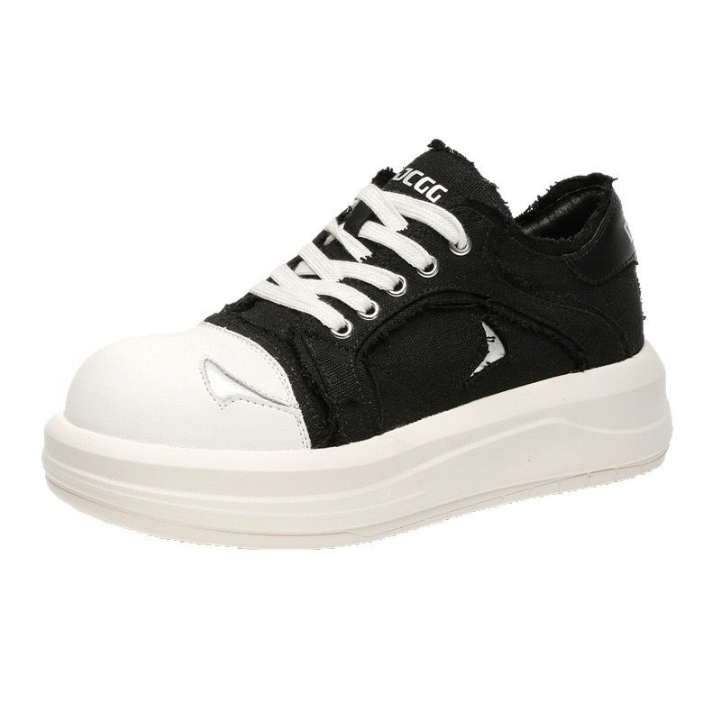 Muške tenisice s okruglim nosom, niskim gornjim dijelom, PU gornji dio, gumeni potplat s platformom, vezanje na pertle