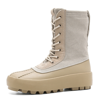 Мъжки високи ботуши Martin с дебела повдигаща подметка, платнена горна част, вулканизирана подметка и връзки отпред