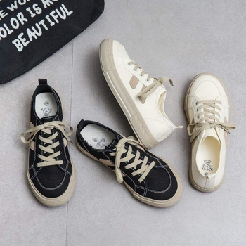 Pantofi sport din pânză pentru bărbați, stil coreean, mid-top, talpă din cauciuc, branț EVA