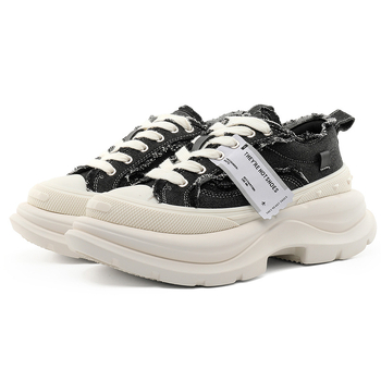 Pantofi platformă din canvas cu creștere de 6 cm, unisex, vârf rotund, închidere cu șireturi