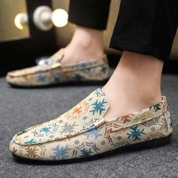 Muški slip-on loaferi od platna s gumom, nizak profil, oštar nos