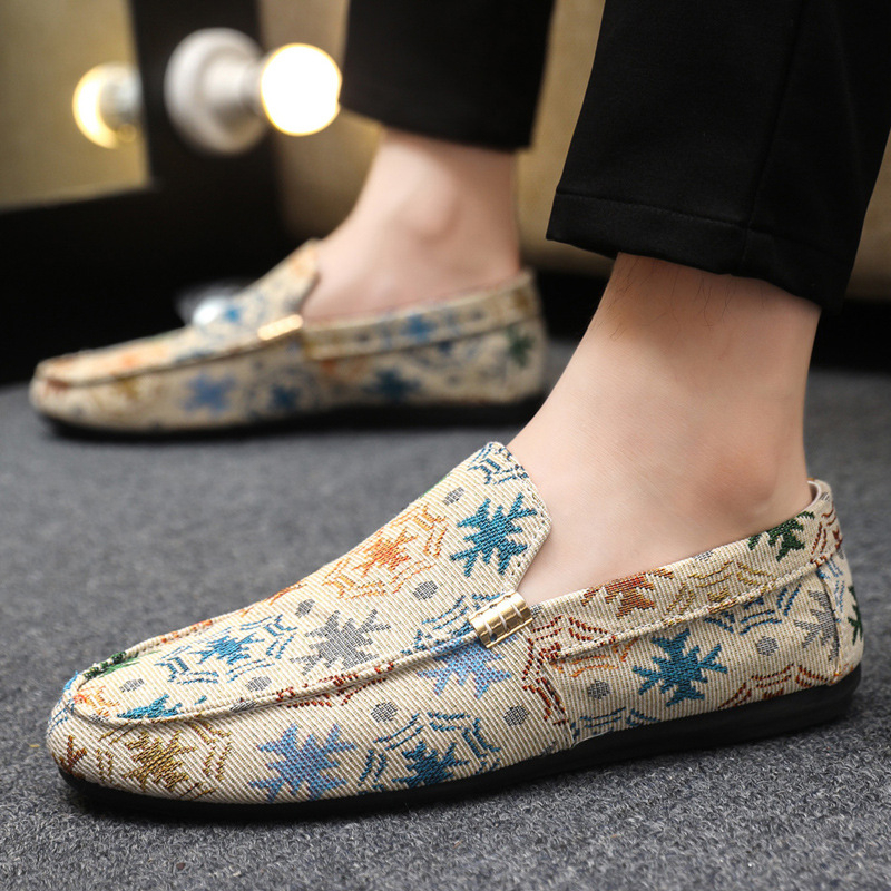 Muški slip-on loaferi od platna s gumom, nizak profil, oštar nos
