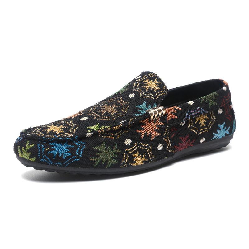 Muški slip-on loaferi od platna s gumom, nizak profil, oštar nos