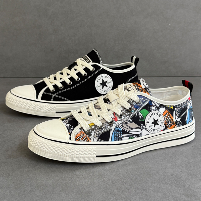 Muške platnene tenisice, korejskog stila, casual, niski vrh, okrugla špička, platnene gornje, gumeni potplat, visina pete 3-5 cm