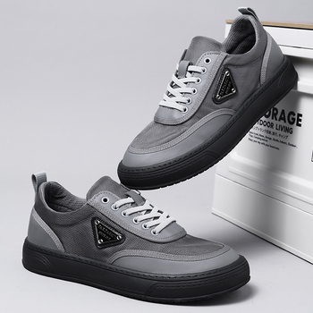 Adidași sport pentru bărbați, respirabili, cu partea superioară din țesătură, vârf rotund, talpă din cauciuc