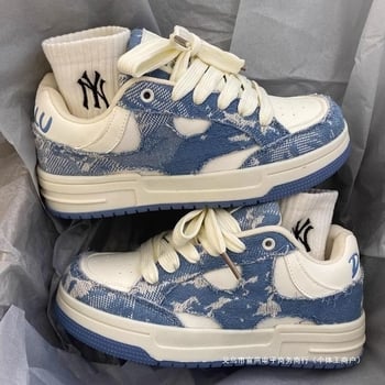 Unisex tenisice s okruglim vrhom, PU gornji dio, Skull uzorak, vezivanje šnura, podignuta potplata