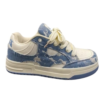 Unisex tenisice s okruglim vrhom, PU gornji dio, Skull uzorak, vezivanje šnura, podignuta potplata