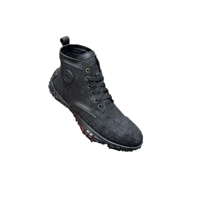 Adidași înalți pentru bărbați, din denim, cu patchwork din pânză (upper denim; patchwork; înalt; șireturi; talpă antiderapantă)