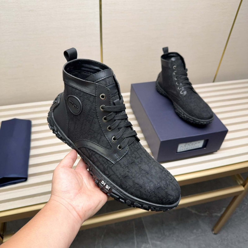 Adidași înalți pentru bărbați, din denim, cu patchwork din pânză (upper denim; patchwork; înalt; șireturi; talpă antiderapantă)