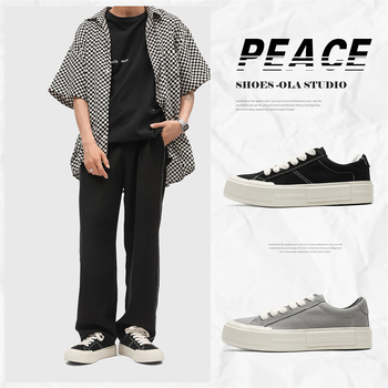 Pantofi sport bărbați de pânză Afanting, talpă din cauciuc vulcanizat, talpă groasă, închidere cu șireturi.