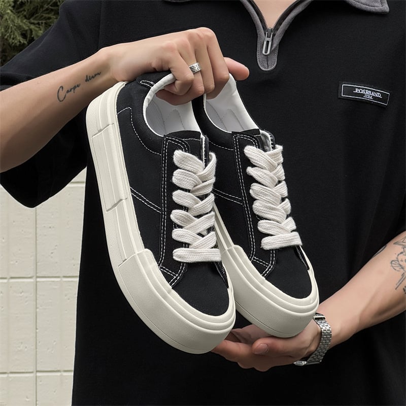 Pantofi sport bărbați de pânză Afanting, talpă din cauciuc vulcanizat, talpă groasă, închidere cu șireturi.