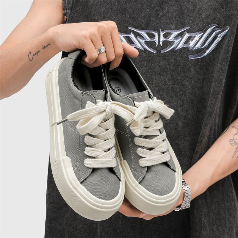 Pantofi sport bărbați de pânză Afanting, talpă din cauciuc vulcanizat, talpă groasă, închidere cu șireturi.