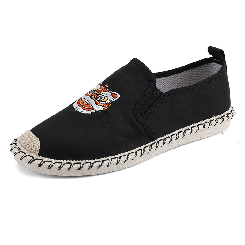 Pantofi din pânză pentru bărbați, vară, respirabili, cu vârf rotund, partea superioară din pânză, PU branț, talpă din cauciuc, deschidere joasă, talpă plată, slip-on, pentru purtare zilnică și drumeții ușoare