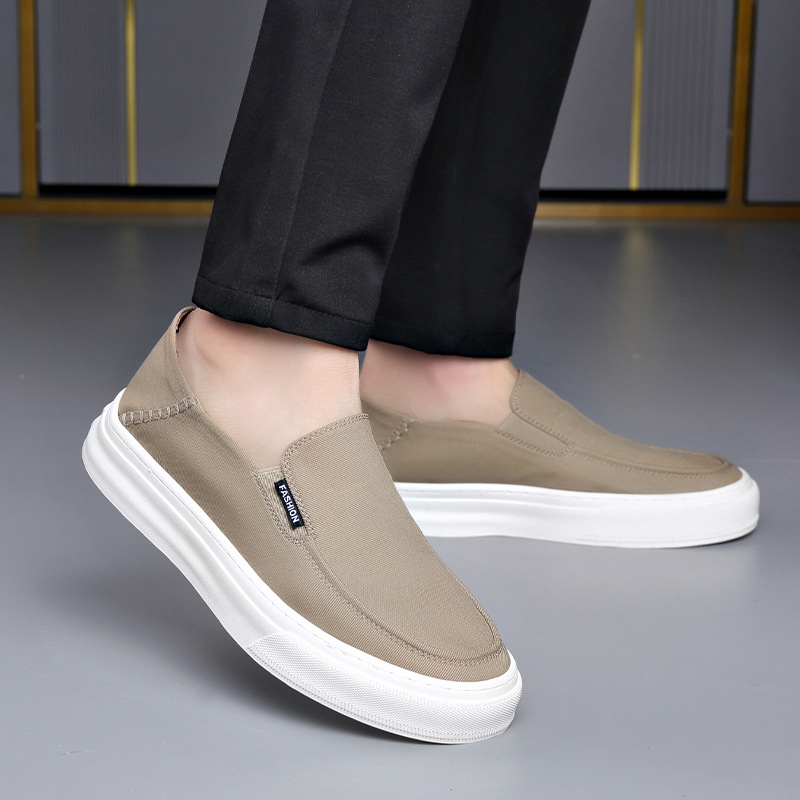 Pánske casual slip-on board topánky, priedušný vrch z Oxford materiálu, ľahké, 3–5 cm hrubá gumová podrážka