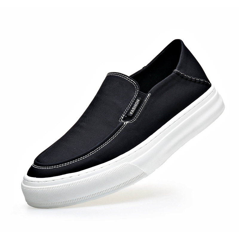 Pánske casual slip-on board topánky, priedušný vrch z Oxford materiálu, ľahké, 3–5 cm hrubá gumová podrážka