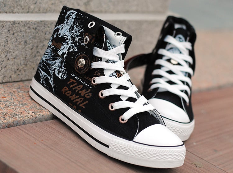 Muške visoke platnene tenisice, prozračne, s vezivanjem, EVA uložak, gumeni potplat