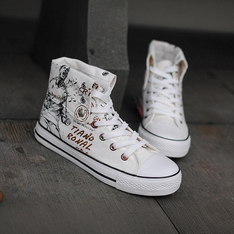 Muške visoke platnene tenisice, prozračne, s vezivanjem, EVA uložak, gumeni potplat