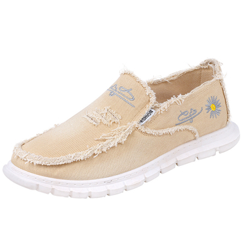 Muške slip-on tenisice od platna s pamukom na gornjem dijelu i gumom na potplati — proljeće/ljeto/jesen, casual, okrugla nosnica