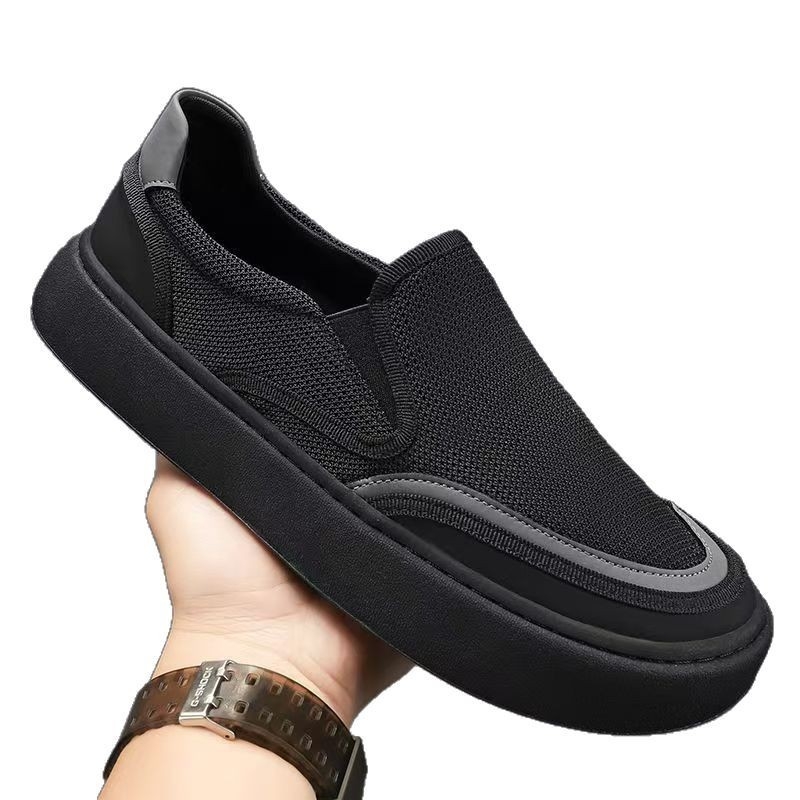 Pánske slip-on tenisky, bavlna horný materiál, nízky profil, zaokrúhlená špička, PVC podrážka