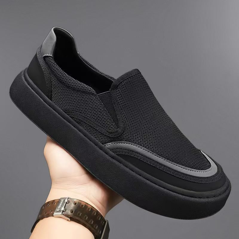 Pánske slip-on tenisky, bavlna horný materiál, nízky profil, zaokrúhlená špička, PVC podrážka