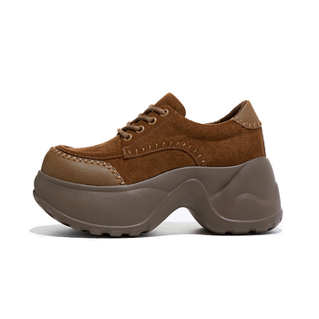 Platformske loaferice s okruglim vrhom, gornji dio od super fiber, EVA đon, prednje vezanje, debeli pet, za zimu i jesen