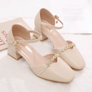 Loafers femei stil coreean, vârf rotund, partea superioară PU, curea cu cataramă, toc înclinat 3–5 cm