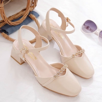 Loafers femei stil coreean, vârf rotund, partea superioară PU, curea cu cataramă, toc înclinat 3–5 cm