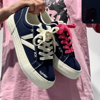 Унисексови платнени кецове - нисък връх, кръгла носка, връзки, вулканизирана гумена подметка