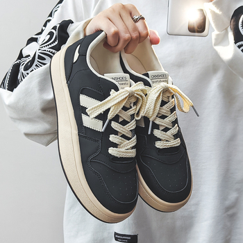 VASIBAEN Унисекс канвасови обувки — PU горна част, вулканизирана подметка, мрежеста подплата, нисък връх, кръгъл нос